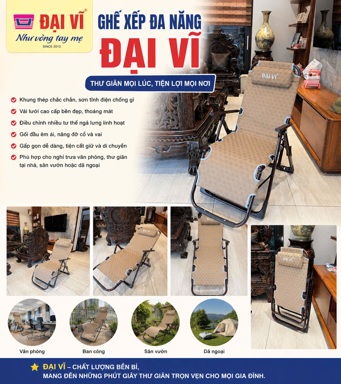 Ghế xếp đa năng Đại Vĩ