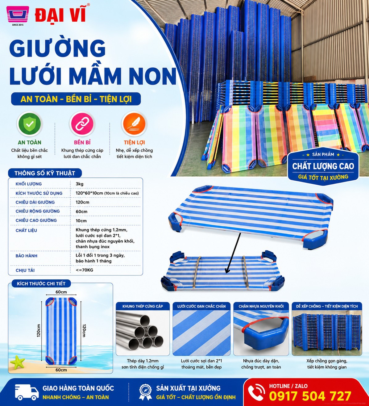 Giường lưới mầm non Đại Vĩ